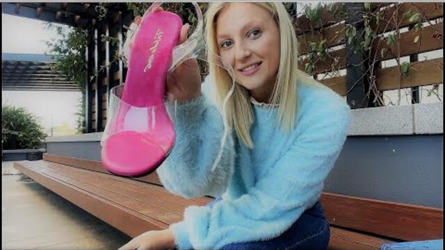 Catie Home Review Fabulicious Gala-08 Clear Raspberry 4.5 Inch High Heel Shoes With Walking