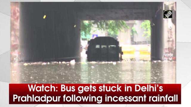 Watch: Bus gets stuck in Delhi’s Prahladpur following incessant rainfall