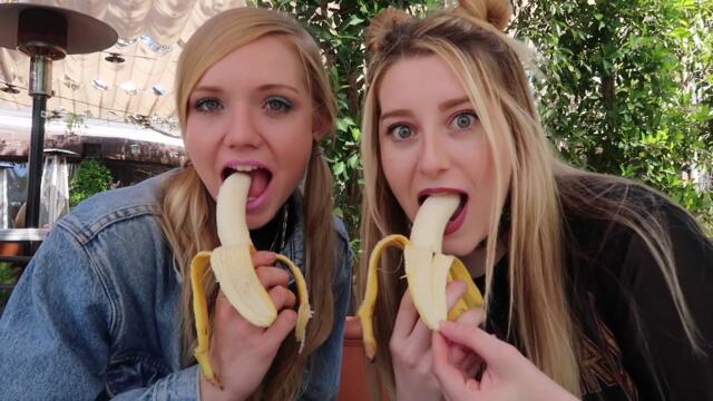 2 White Girls Take Two Bananas