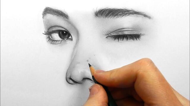 Drawing, shading and blending a minimalistic face with graphite pencils