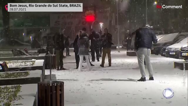 Rare snowfall in Brazil after southern cold snap