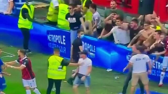Nice fans have run on to the pitch during the OGC Nice-Marseille match.