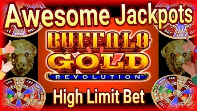 ⚠️My New Awesome Jackpots on Buffalo Gold Revolution Slot Machine | High Limit