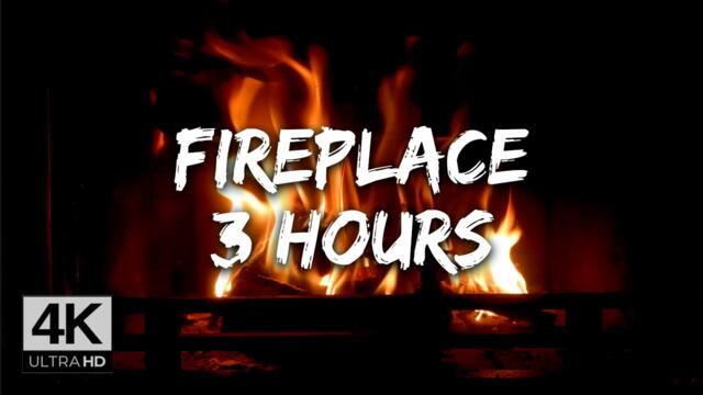 ⁴ᴷ⁶⁰ Realtime Fireplace - Relaxing Fire Burning Video - 3 Hours - Ultra HD