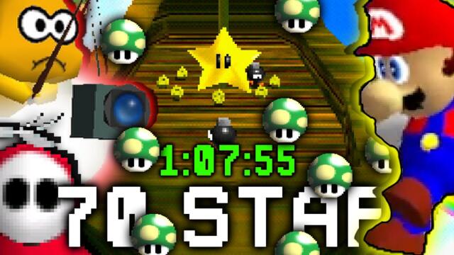 Super Mairo 64: 70 STAR SPEEDRUN | RAINBOW RIDE WAS INSANE | 1:07:55 [Full Run]