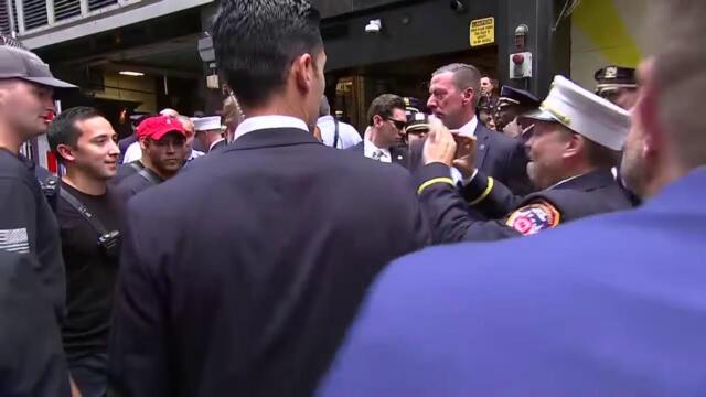 Former President Donald Trump is speaking to first responders on 9/11