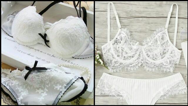 latest White bra and penty sets For Brides ..... #bra set for Girls