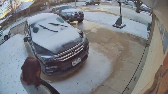 Water Splashes On Car's Windshield From Passerby's Vehicle While Driving On Highway