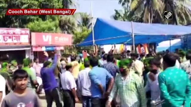 WB Bypolls: TMC workers celebrate in Dinhata as party leads on all 4 seats