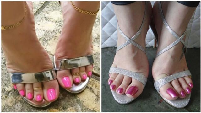 Sexy most trendy and fabulous pink nail polish color and good looking women foot 2020