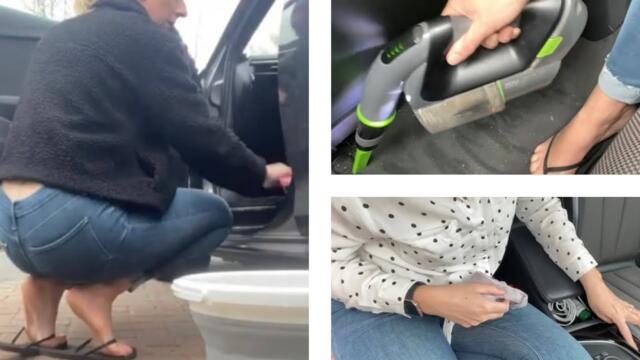Interior Car Cleaning Routine- Vacuuming ASMR No Talking Spraying and Brushing