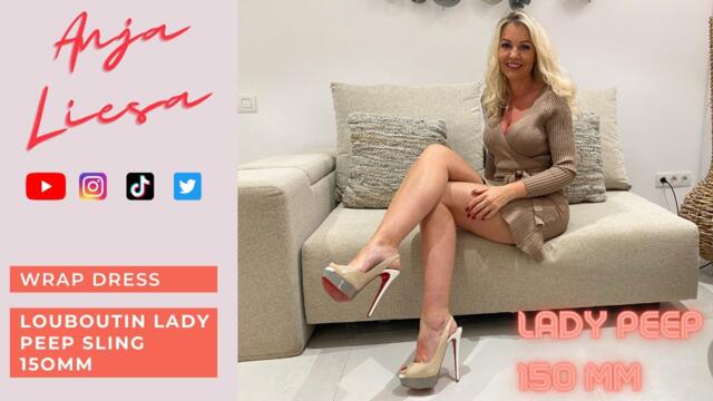 WRAP DRESS & LOUBOUTIN HEELS OUTFIT - LADY PEEP SLING 150MM - Date outfit idea