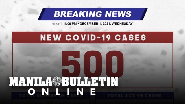 DOH reports 500 new cases, bringing the national total to 2,833,038, as of DECEMBER 1, 2021