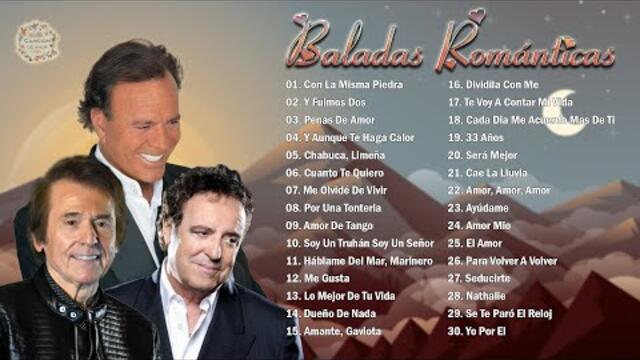 JULIO IGLESIAS, RAPHAEL, DYANGO ÉXITOS SUS MEJORES CANCIONES - BALADAS ROMÁNTICAS