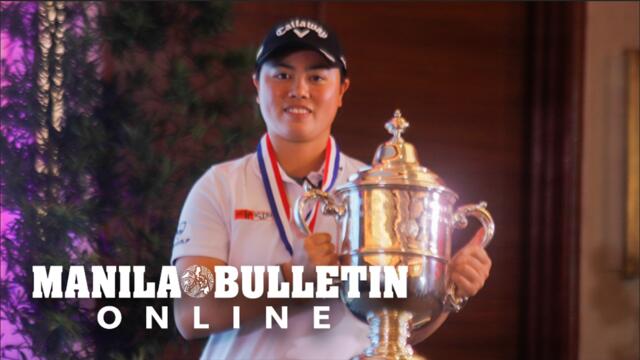 Golf champion Yuka Saso appears before the media during her visit in PH