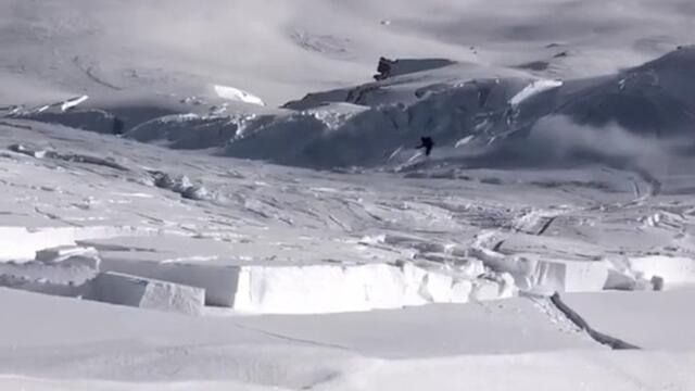 Avalanche Follows Guy as Soon as He Starts Snowboarding