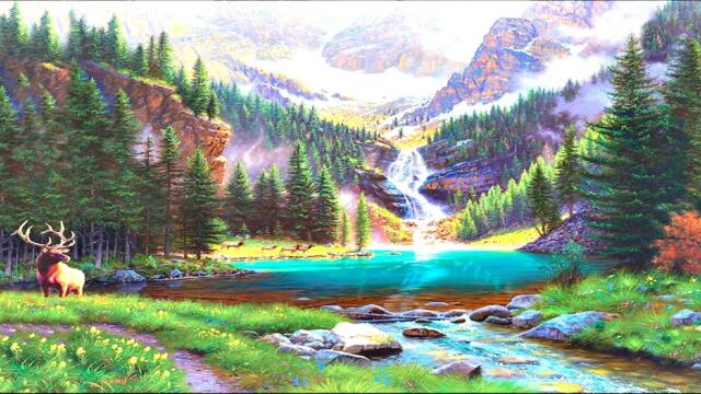 Очень красивая  музыка для души! Красота природы и невероятно потрясающие водопады