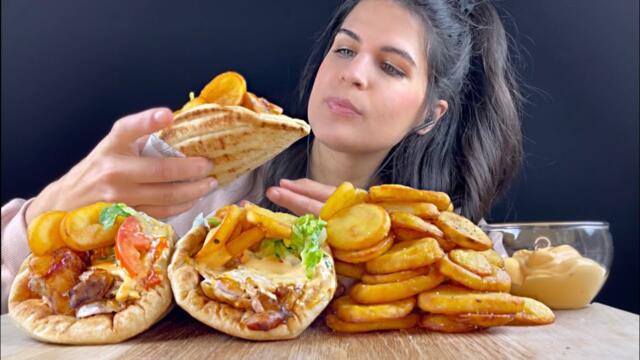 ASMR | GREEK PITA GYROS & FRIES | MUKBANG | EATING SOUNDS
