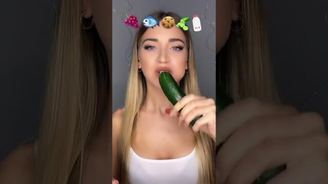 Emoji Eating Challenge | Fish, Cookie, Cucumber and Drinking Milk #asmr