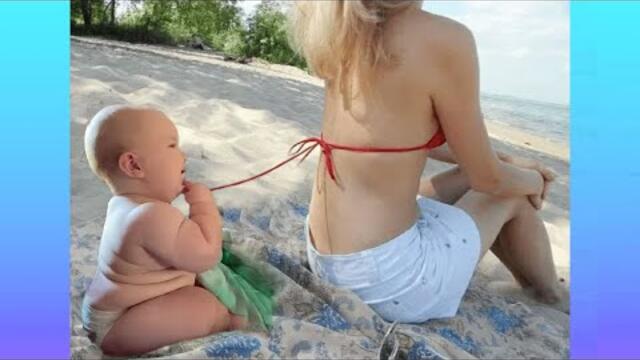 Try Not To Laugh : Funny Babies On The Beach