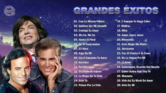 JULIO IGLESIAS, JOSÉ LUIS RODRÍGUEZ, CAMILO SESTO MIX 30 SUPER ÉXITOS ROMÁNTICOS DEL RECUERDO