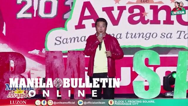 TV Host Willie Revillame delivers a speech during UniTeam's Miting de Avance