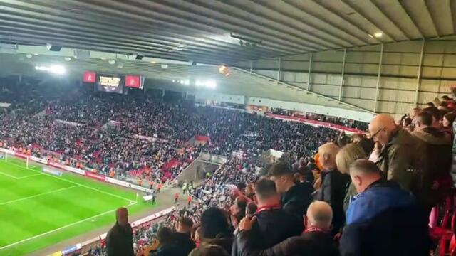 Sunderland fans celebrating at the final whistle at the Stadium of Light