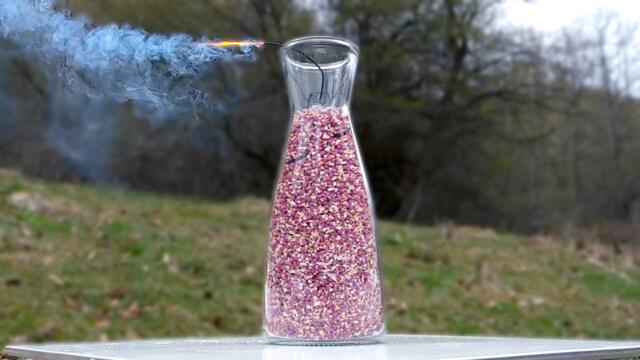 Chain Reaction of Burning Match Heads in Glass Vase