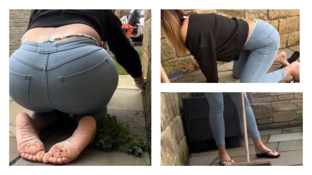 Outdoor Chores! - ASMR Sweeping and Weeding My Patio