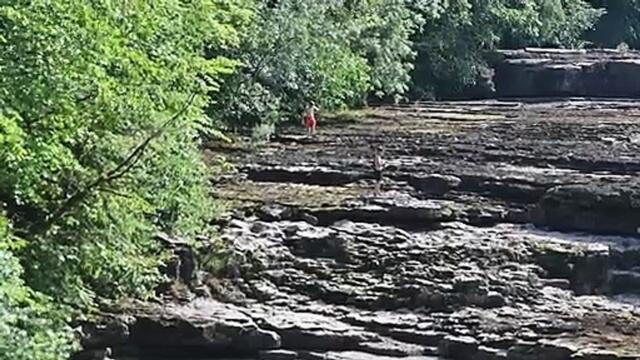 Aysgarth Falls runs dry in scorching heatwave
