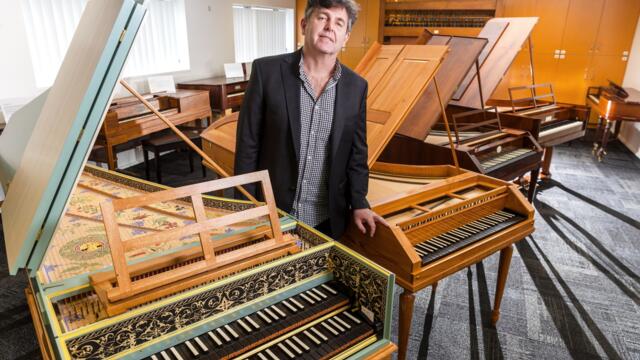 Inside the Australian National University School of Music's historical instrument collection.