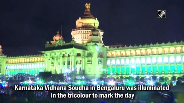Karnataka Vidhana Soudha illuminates in Tricolour ahead of I-Day