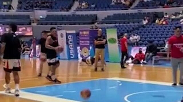 San Miguel Beer early on the court, warming up as they seek to tie series on today's Game 2 vs TNT