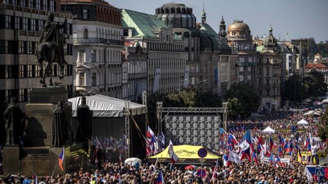 Чехия протести 2022 г. - Десетки хиляди на антиправителствен протест в Прага