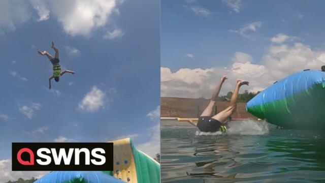 Brit tourist hospitalised in Thailand with internal bleeding after horror backflip on inflatable assault course