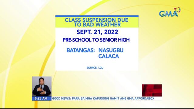 Class suspension due to bad weather (Sept. 21, 2022) | UB