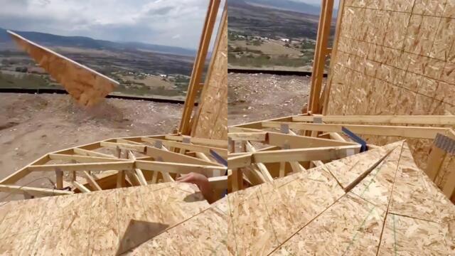 'Haters will say it’s fake' - Man fits a piece of wood on roof with a single throw... or did he?!