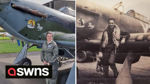 Aussie woman flies in her late grandfather's restored WW2 plane after she traced it on the other side of the world