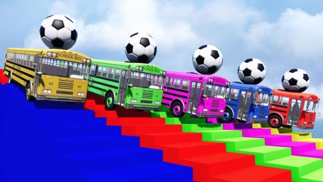 Triple Flatbed Trailer Truck Potholes Transport Car Rescue Cars vs Deep Water - BeamNG.drive #318