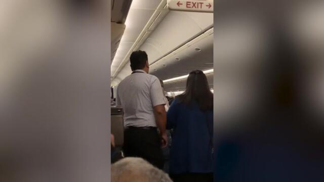 Woman holding child shoves and screams at United Airlines staff on Chicago flight