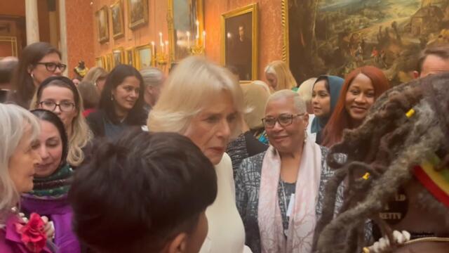 Moment Queen Consort Camilla meets charity boss Ngozi Fulani amid race row