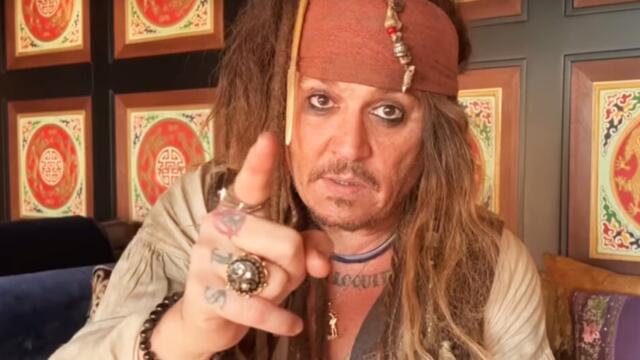 Johnny Depp as Captain Jack Sparrow for a new video