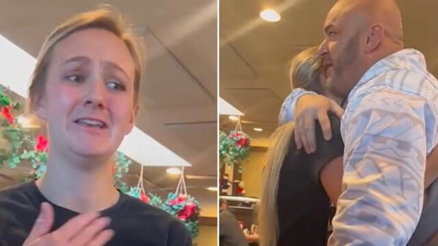 Pregnant waitress bursts into tears as kind customer hands her $1,300 tip