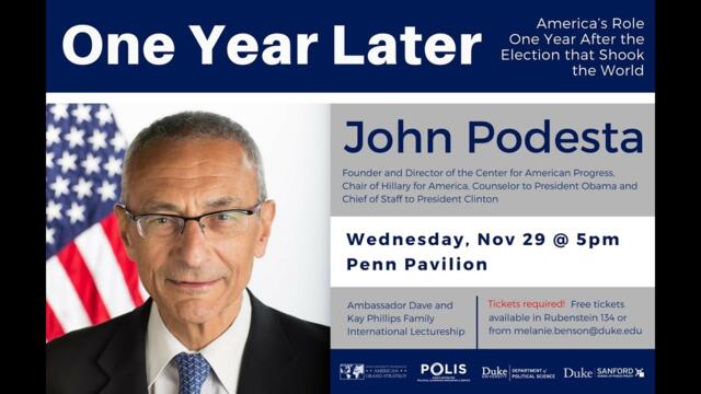 One Year Later - John Podesta discusses election night, scandals, and Trump's success