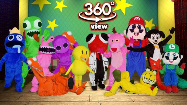 New Rainbow Friends In Real Life ALL PHASES VR 360° 🎶 FNF Mickey Mouse, Mario, Pink Panther (Chase)
