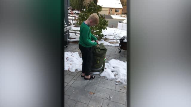 Kids Discover Military Dad's Backpack For Surprise Reunion