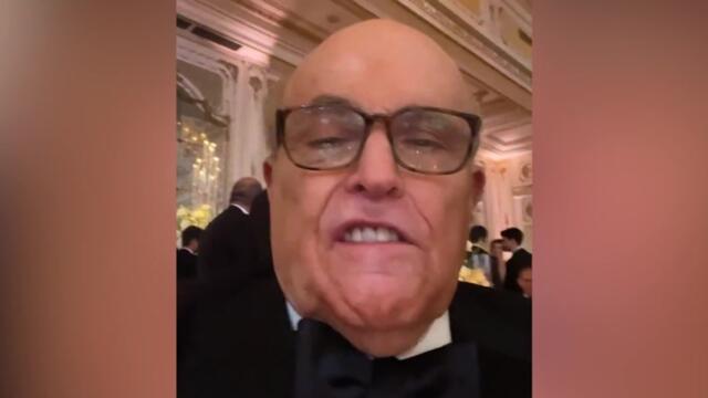 Rudy Giuliani drowned out by 'Footloose' at Trump's New Year's event