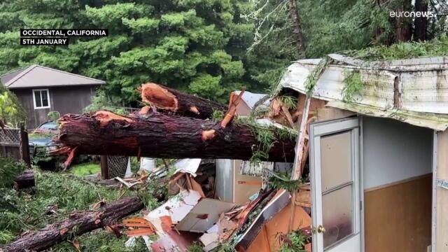 Thousands of Californian homes without power following damaging winds and torrential rains