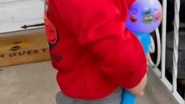 Little Kid Tries to Sneak in Toy Behind His Back by Lying to His Mother