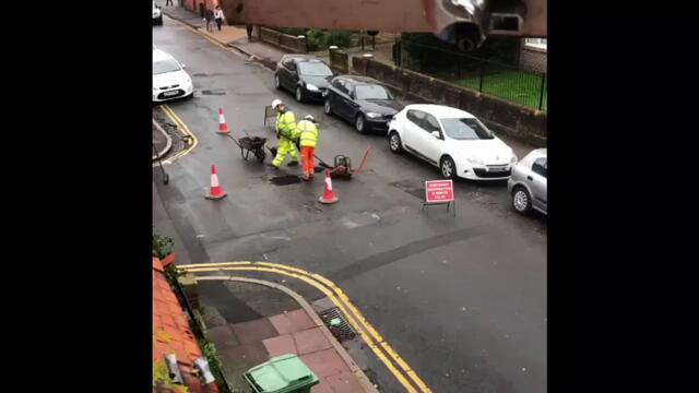 Badly fixed potholes in Eastbourne